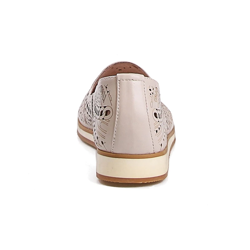 Semelle Véritable Apricot Dames Femmes Casual Chaussures Plate En 2018 Rond Automne Mode Bout Appartements Découpe Wetkiss Cuir Impression a0741
