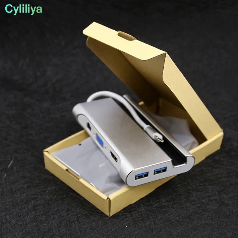 7 в 1 USB C 3 Тип К до 4 к HDMI VGA Rj45 Gigabit Ethernet 0 порт PD зарядный адаптер док держатель