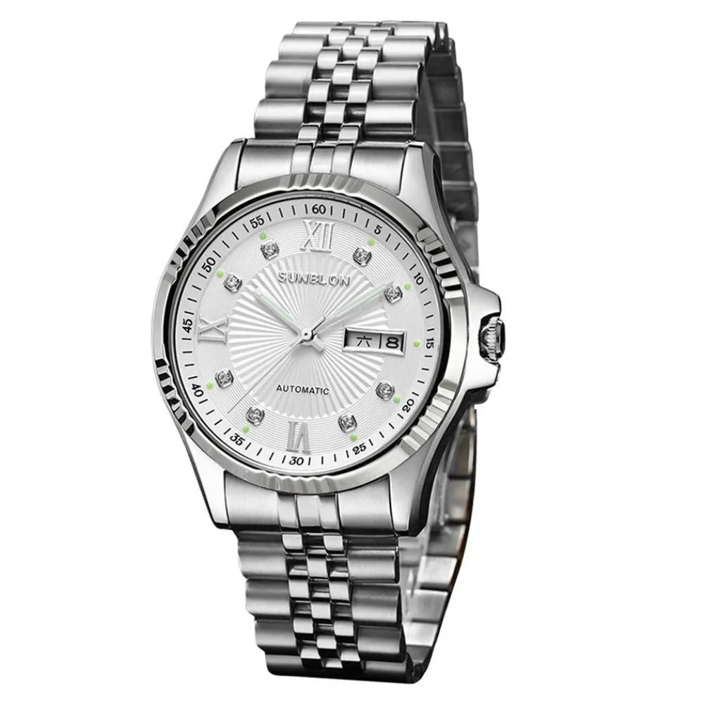 

New Fashion Men[s SUNBLON S509 Water Resistant Stainless Steel Men's Automatic Mechanical Watch Gifts reloj hombre F80