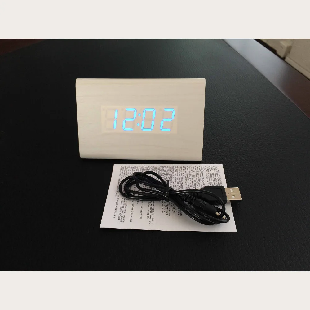 

1 Set Simple Green Wooden LED light Alarm Clocks Desk Digital Clock With Temperature Time Function 4 Colors Smart Table Clock
