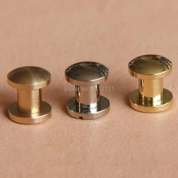 

free shipping gold 9*6mm wallet bag screw brass belt Rivet diy handmade leather key case hardware part fastener