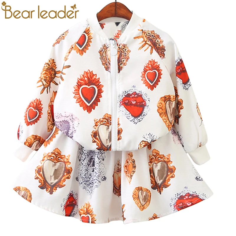

Bear Leader Baby Girls Clothing Sets 2018 New Brand Fashion Long Sleeve Love Pattern Coats+Skirts 2Pcs Kids Clothing Set For3-8Y