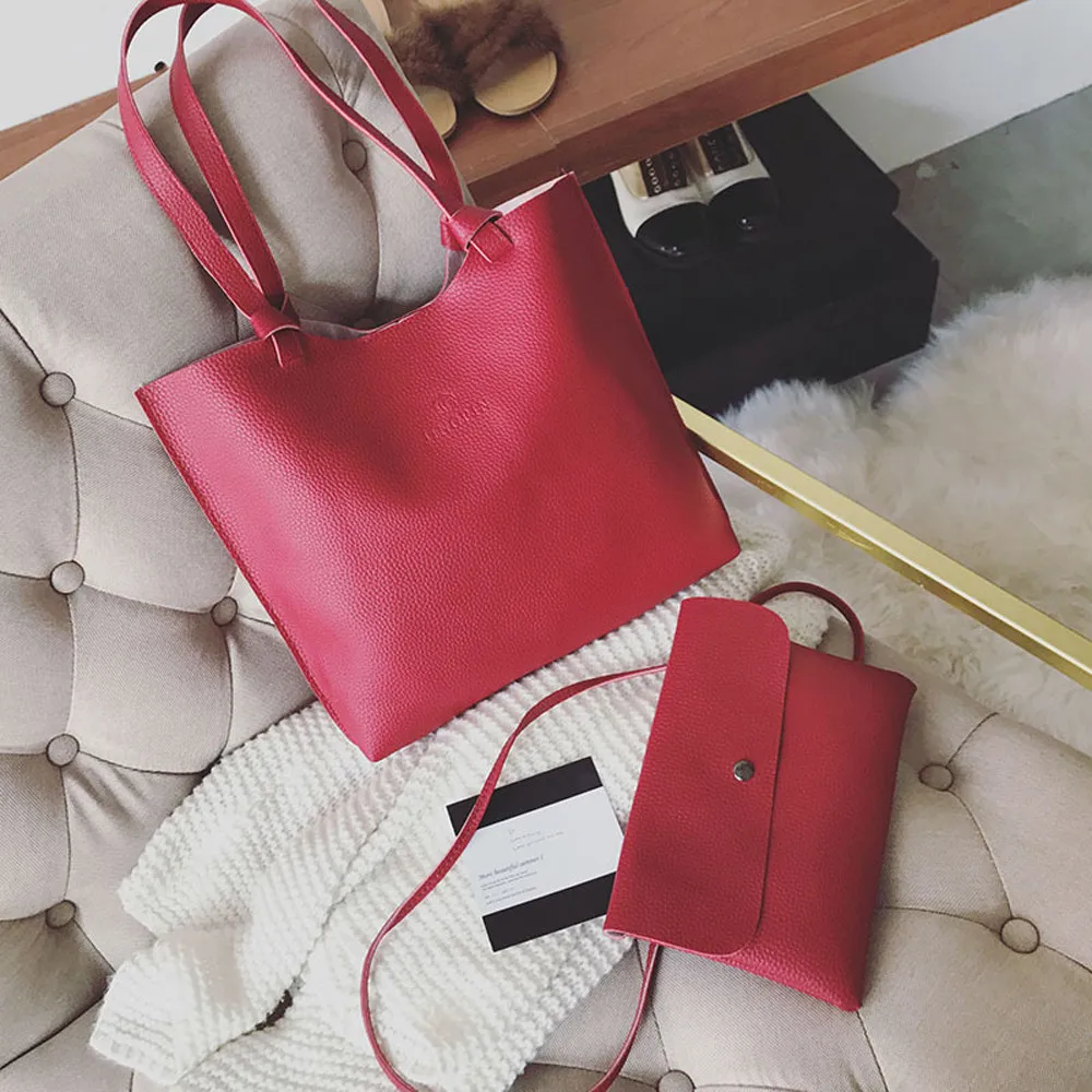 

Maison Fabre bag female 2018 simple fashion Women's leather lychee two-piece shoulder bag crossbody purse July12