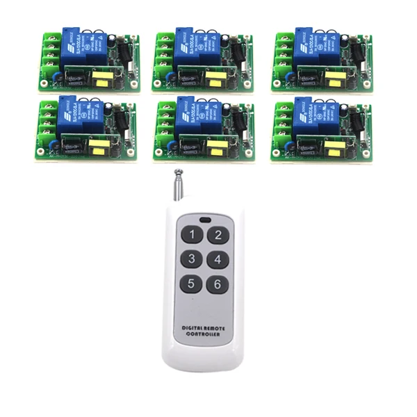 

Wireless AC 85V-250V 30A Remote Control Switch 1 Transmitter + 6 Receiver Set Remote ON OFF Toggle/ Momentary Adjusted SKU: 5283