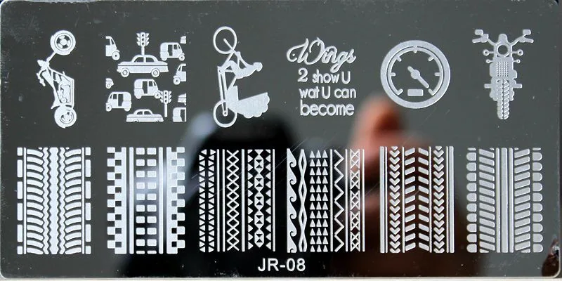 1 шт. пластины для штамповки ногтей Корона/животное/цветок/часы/музыкальный инструмент/буквы штамповки пластины для дизайна ногтей трафареты шаблон инструменты# JR0 - Цвет: JR08