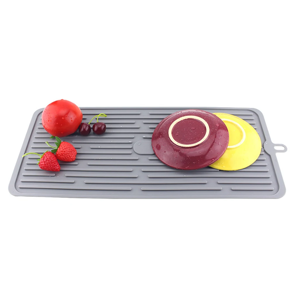 

Square Silicone Drain Pad Kitchen Fruit Vegetable Cutlery Draining Pan Bar Glass Rack Sink Filter