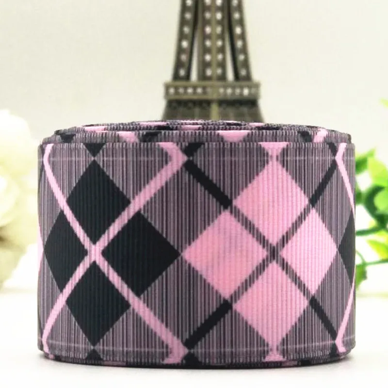 

25 38 75 mm New plaid cartoon ribbon DIY manual material clothing accessories hair bow 10 yards. Grosgrain ribbons diamond
