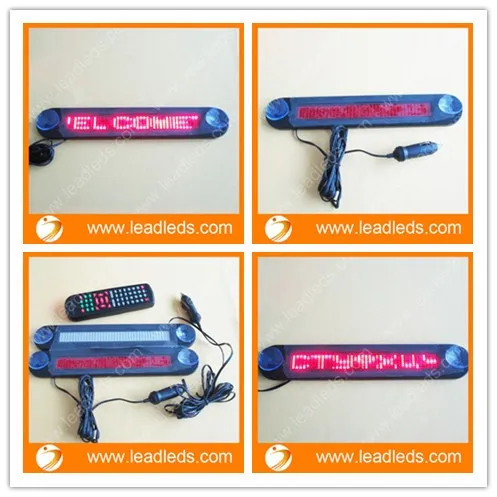 

4pcs/lot Free shipping led car advertising display board for car 7x40 pixels with remote control