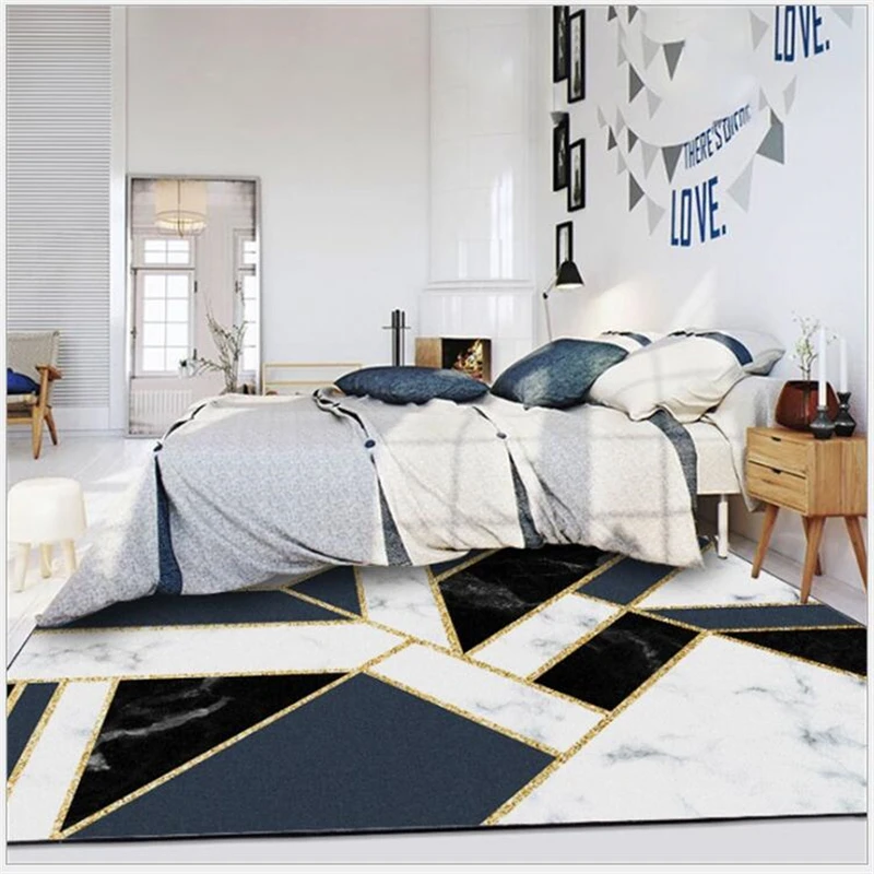 AOVOLL геометрический Ins Черный Белый Мраморный Золотой полоска ковер напольный коврик ковер для спальни коврик для гостиной Аксессуары для стола