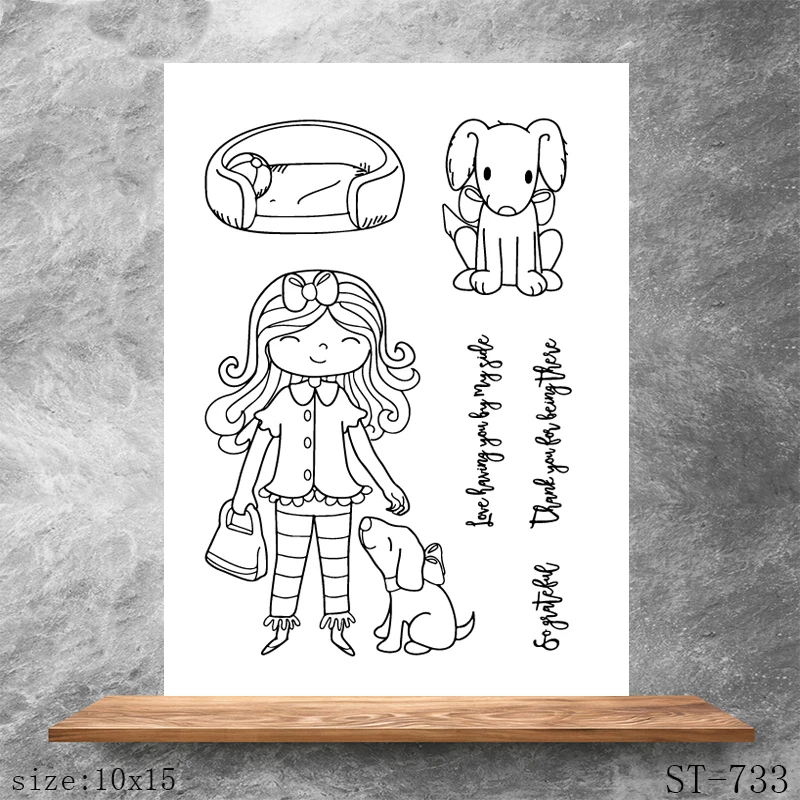 

ZhuoAng Loyal puppy Transparent Clear Stamps DIY Scrapbooking Album Card Making DIY Decoration Making Embossing Stencil