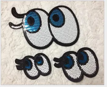 

15cm Eyes Sequins Patches for Clothing Sew On Iron On T-shirt Sweater Bags Decoration Garment Accessotires 10cm 7.5cm