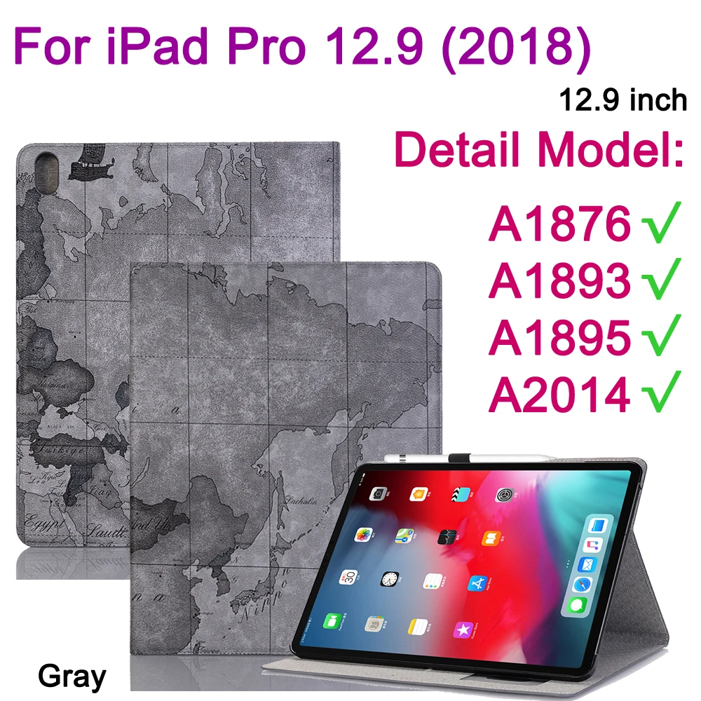 Для Apple iPad 6 5 4 3 2 Air1 Air 2/iPad Pro 9,7 10,5 11 12,9 дюймов чехол карта Флип кожаный чехол смарт-чехол-подставка - Цвет: Gray--iPd12.9-2