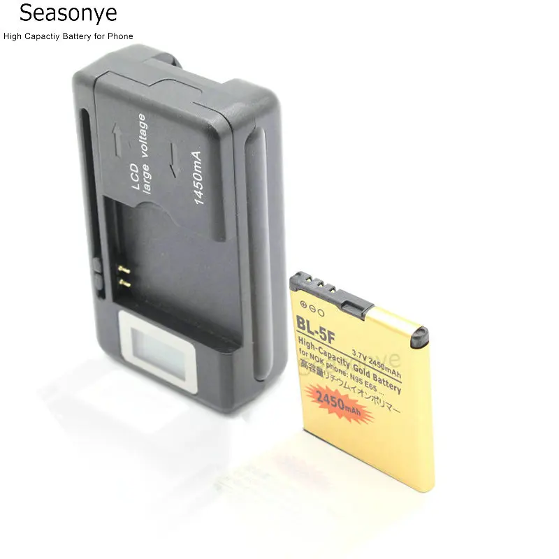 Seasonye 2450 мАч BL-5F / BL5F BL 5F Золото Замена Батарея + ЖК-дисплей Зарядное устройство для