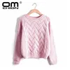 OMCHION Pull Femme 2022 Autumn Winter Women Sweaters And Pullovers Korean Plaid Thick Knit Mohair Sweater Loose Jumper LMY12 ► Photo 1/6