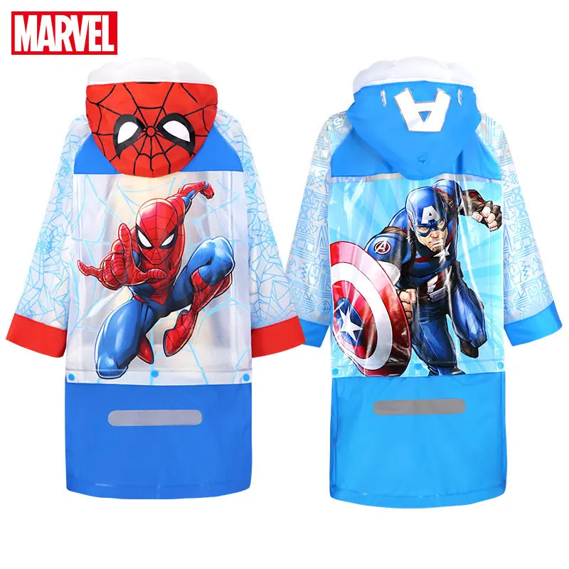 Disney Raincoat for Children Cartoon Spiderman US Captain Kids Girls