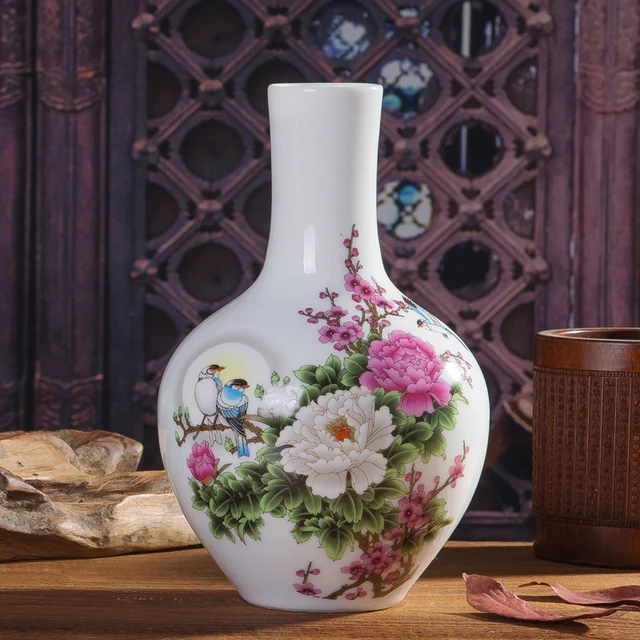 Chinese-style Peony And Bird Ceramic Vase Fine Porcelain Vases For Artificial Flower Decoration Vases 4