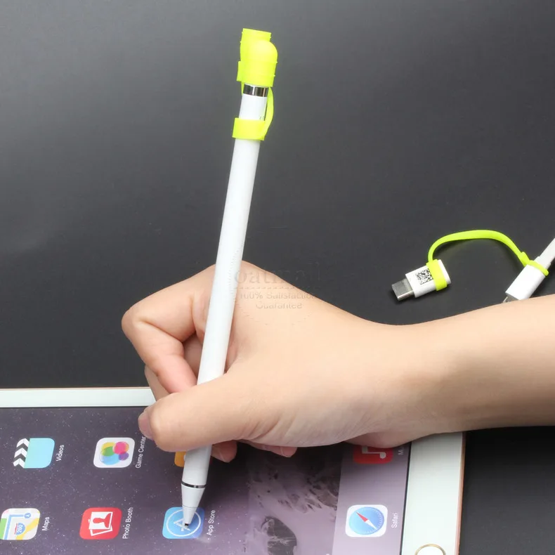 Мягкий силиконовый чехол-держатель для Apple Pencil cap с адаптером для кабеля, ремешок против потери для iPad, чехол-карандаш для планшета, набор для сенсорных ручек