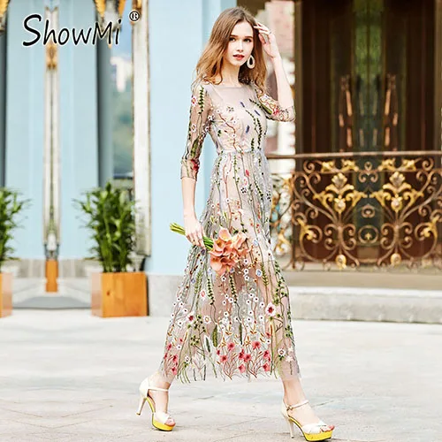 ShowMi-2017-Spring-Summer-Long-Beach-Dress-Long-Sleeve-Bohemian-Dress-Apricot-Yarn-Vintage-Mesh-Flower