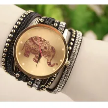 Модные Браслет наручные часы подарок женщина Элитный бренд часы со слоном для женщин круглый алмаз платье ювелирные изделия кварцевые наручные часы