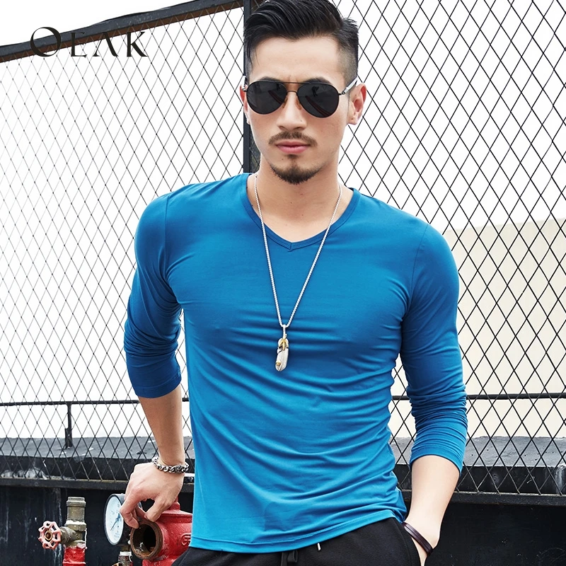 

Oeak 3XL Basic Men's T-Shirt Casual Long Sleeve Solid T-Shirt Male Spring Autumn Top Big Size Clothing camiseta masculina