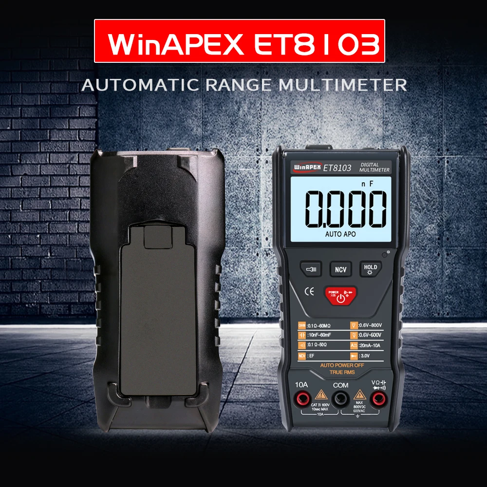 WinAPEX ET8103 ЖК-дисплей портативный автоматический измерительный мультиметр AC/DC Напряжение Ток Емкость Электрический измеритель сопротивления поля