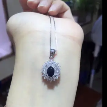 

AAA 925 silver natural blue Stone necklace pendant woman