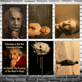 

Physicist Albert Einstein Canvas Painting Vintage Wall Picture Kraft Poster Coated Wall Stickers Home Decoration Family Gift
