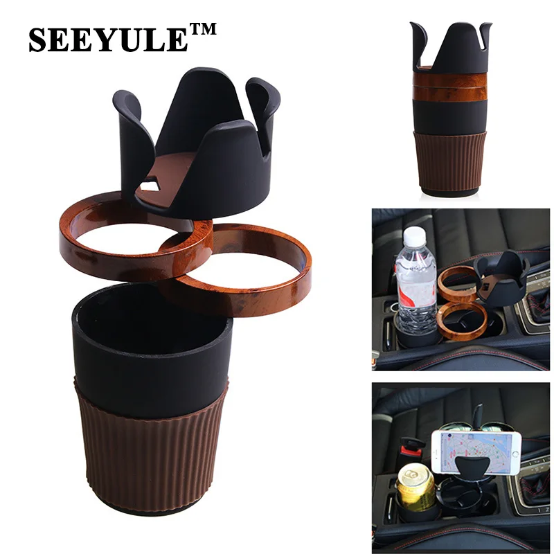 

1pc SEEYULE Multifunctional Cup Holder Case Storage Car Organizer 360 degree rotation Phone Drink Glasses Key Holder