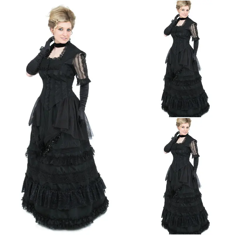 

ON SALE!Customer-made Black Vintage Costumes Gothic/Civil War Renaissance dress Ball Gown Dress Halloween dresses US 4-16 C-109