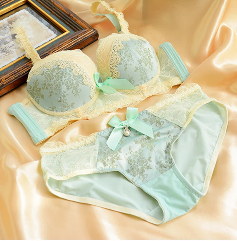 1187 Satin young girl underwear adjustable push up bra set sexy bra accept  supernumerary breast 32B 32C 34B 34C 36B 36C - AliExpress