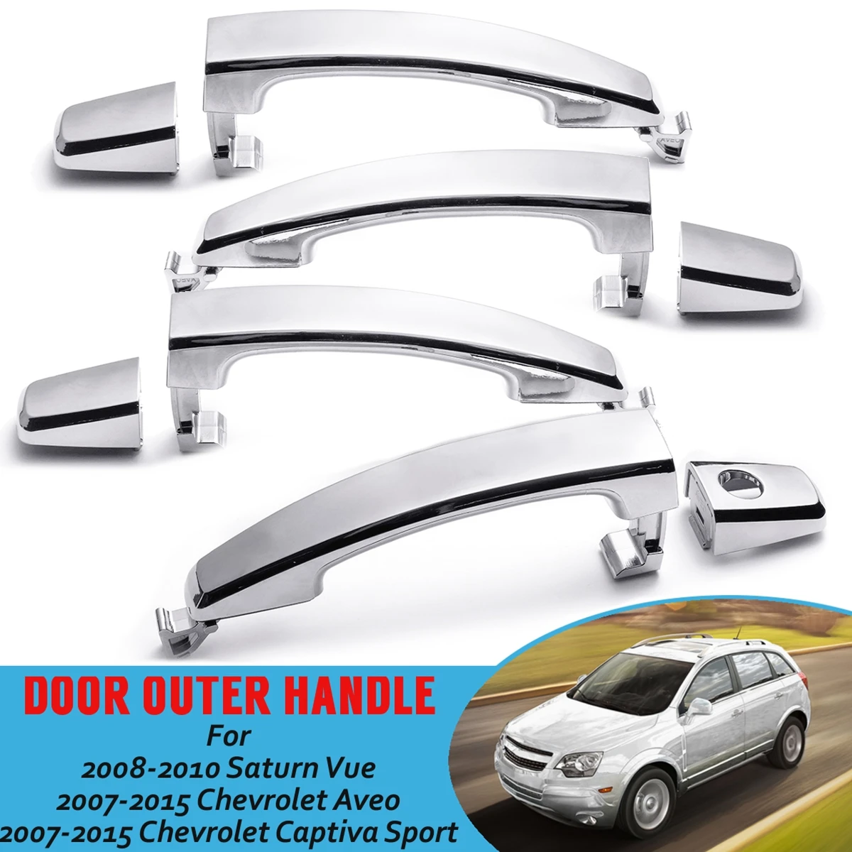 1/2/4 pcs Front Left with keyhole Front Right/Rear Chrome ABS Door