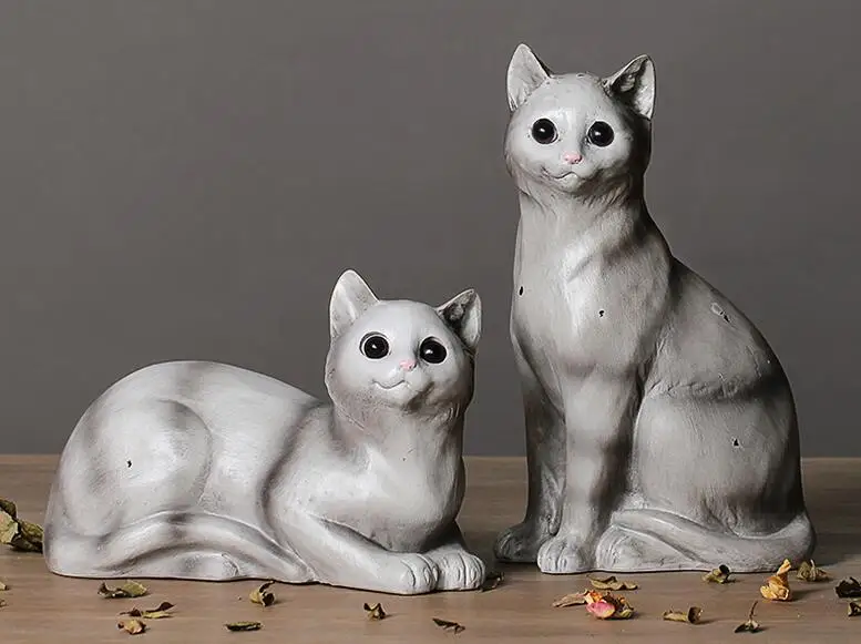 creative resin cat lovers figurine vintage lucky cat statue home decor