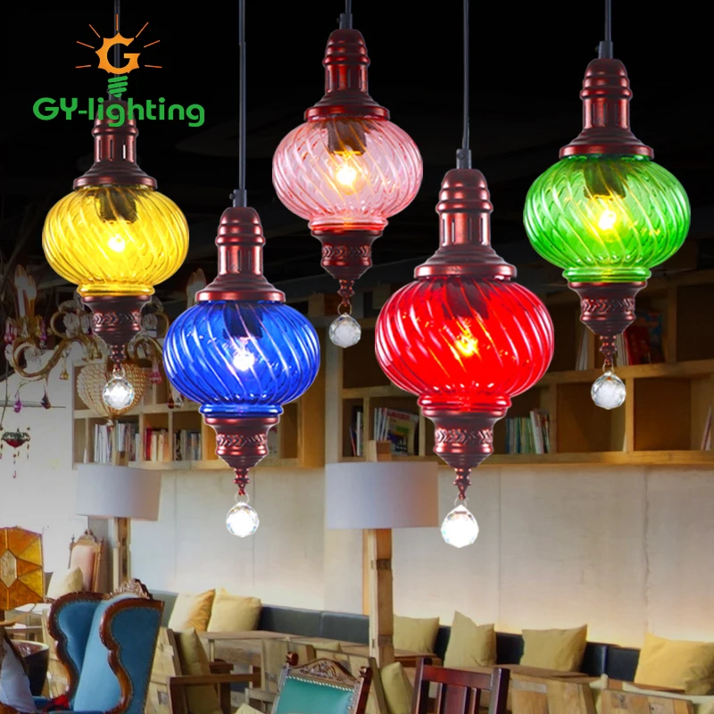 

Hot Coffee Shop Romantic Pendant Lights Small Size Southeast Asia Vintage Art Restaurant Lamps Suspension Lamps For Home Decor