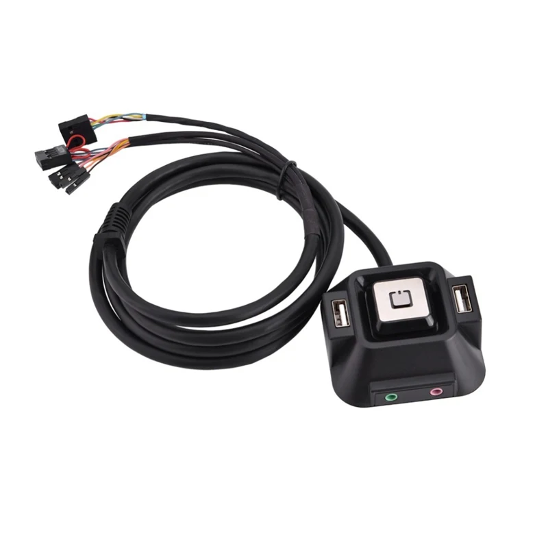 

Diewu desktop computer switch Desktop PC case Switch Dual USB Ports Power Reset Button Audio Microphone Port