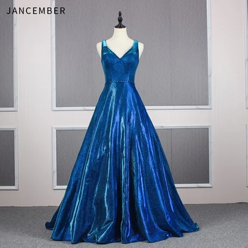 

JANCEMBER robe soiree longue Crystal Sashes Sleeveless Simple Court Train V-Neck A-Line Floor-Length formal dresses evening gown