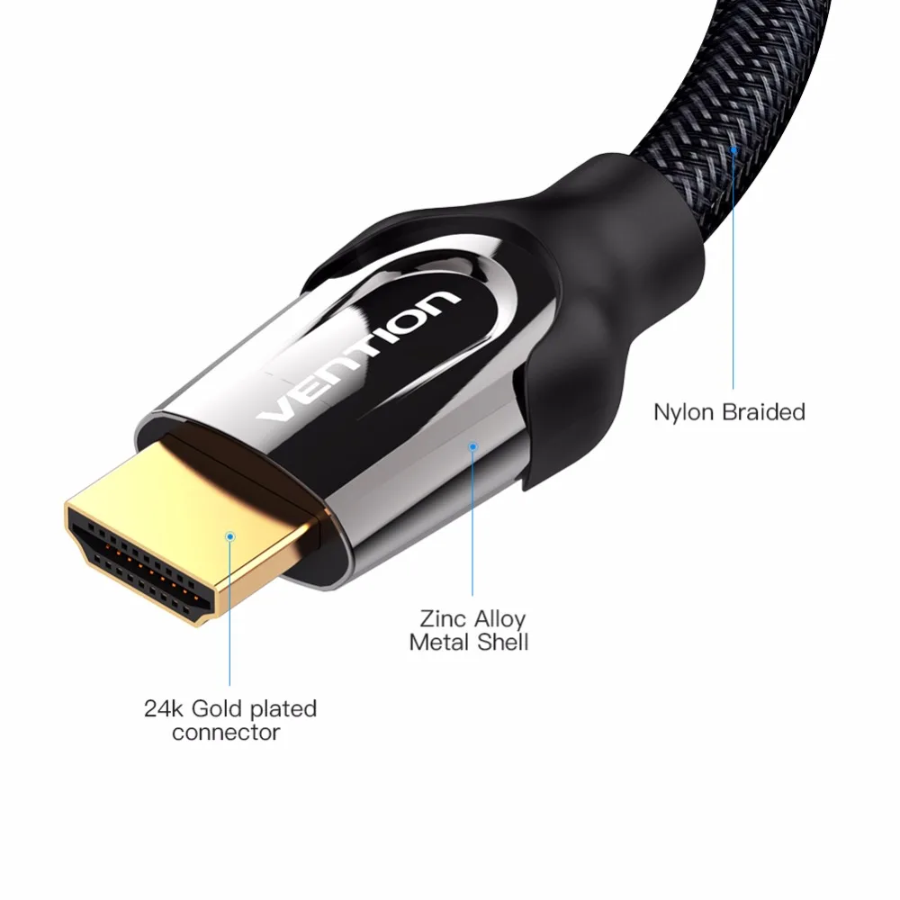 Vention HDMI كابل 1 m/2 m/5 m/8 m/10 m HDMI إيثرنت HDMI إلى HDMI موصل كابل محول 1.4 V 2.0 V 1080 p 3D ل PC HDTV العارض