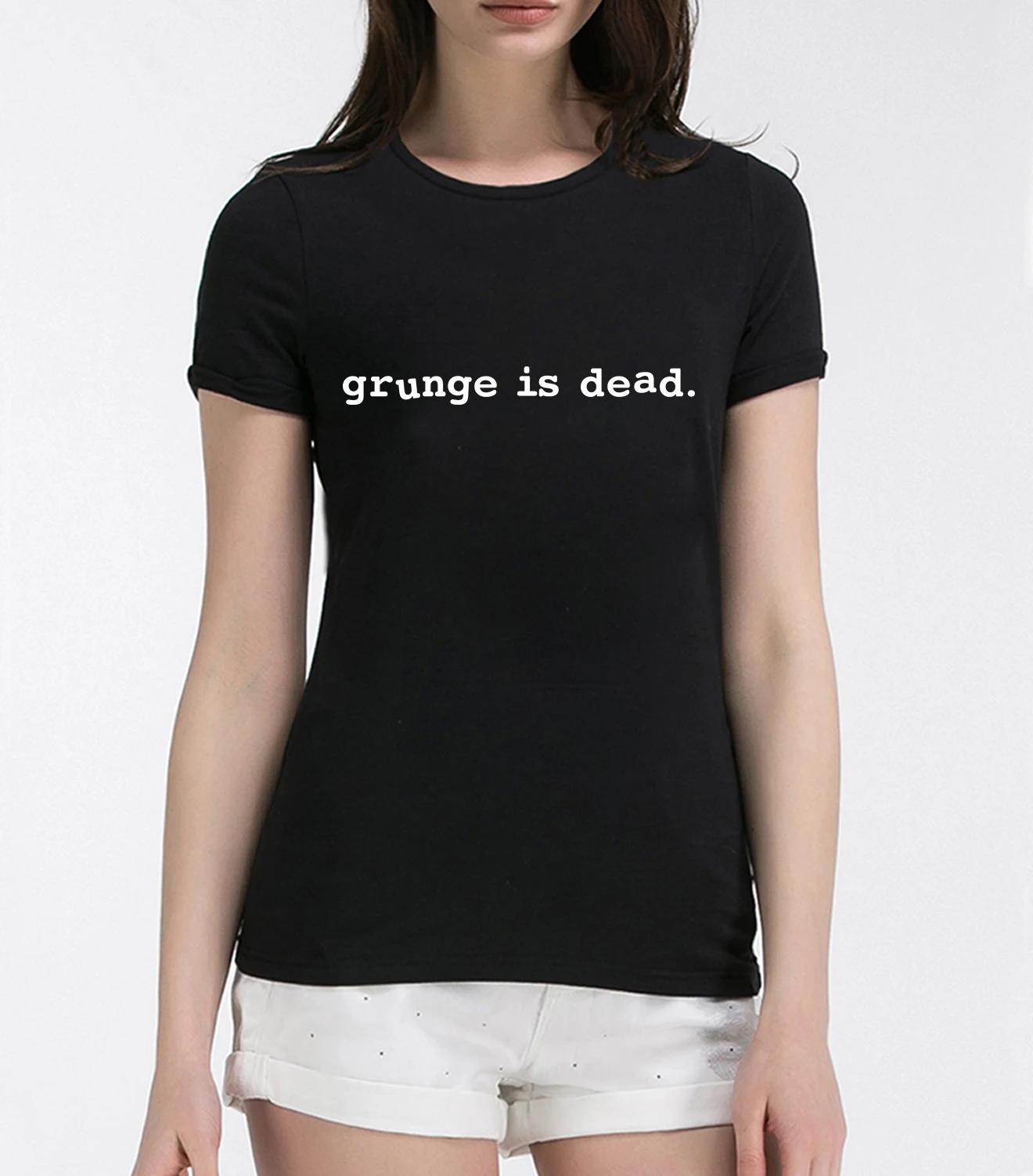 2016 grunge is dead Printed punk Women's T shirt Cotton summer t Shirts