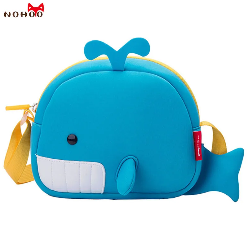 

NOHOO Toddler Crossbody Bag 3D Whale Cute Shoulder Messenger Bags For Girls Waterproof Cartoon Handbag Circle Shape Small Bags