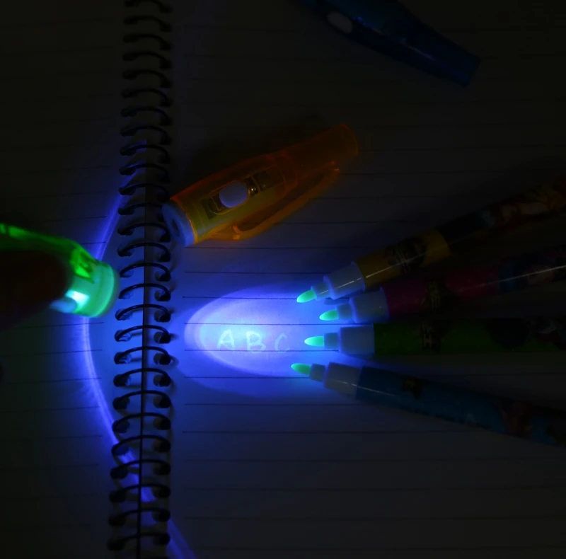 Волшебный 2 в 1 УФ-черный светильник, комбо, креативные канцелярские принадлежности, невидимая чернильная ручка, школьные канцелярские принадлежности