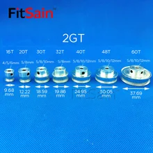 FitSain-2GT 16 T/20 T/30 T/T 32/36 T Шкив алюминиевого сплава Передаточное отношение диск синхронное колесо центрального отверстия 5/6/6,35/8/10/12 мм