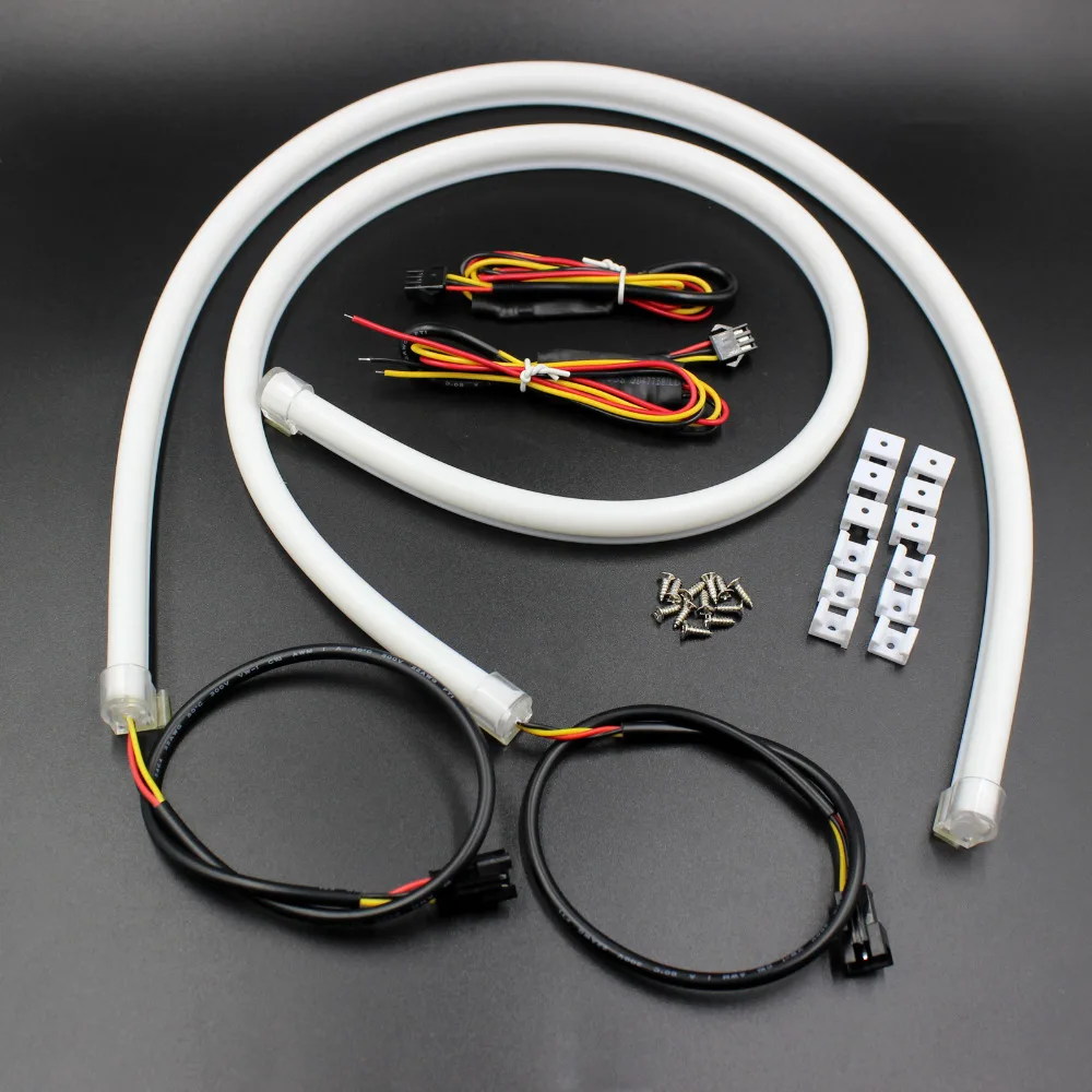

New Replacement 2pcs 30cm White/Amber Flexible Switchback LED Strip Tube DRL Head Light Turn Sign Signal 2.5W Free Shipping