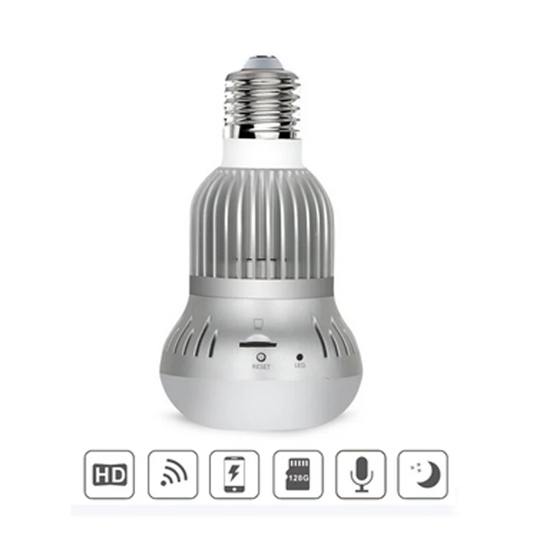 

HD 960P Buld LED WiFi Mini Panoramic Camera Support 1/3 Progressive Scan CMOS,Lens 1.44mm 360 degrees IR Night 10M Mini Camera