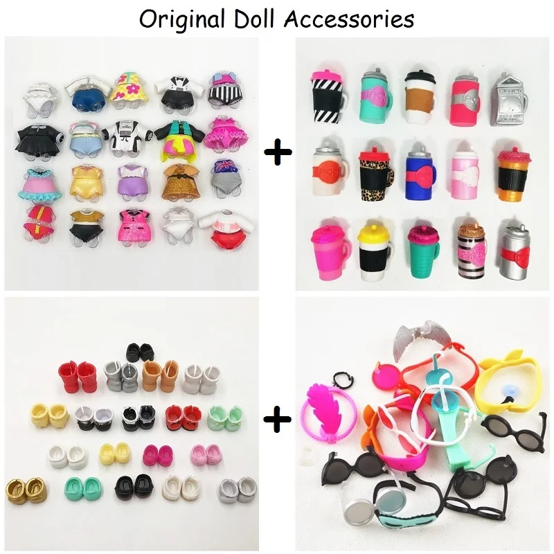 

1set Doll Accessories for lol Doll Clothes Bottles Shoes Glasses Educational DIY Toy Girls Kids Gift