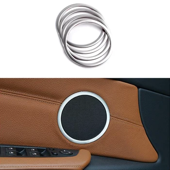 

4pcs Steel Garnish Fit For BMW X3 F25 11-17 & X4 F26 15-17 & X5 E70 07-13 & X6 E71 08-14 Door Speaker Audio Ring Cover Trim