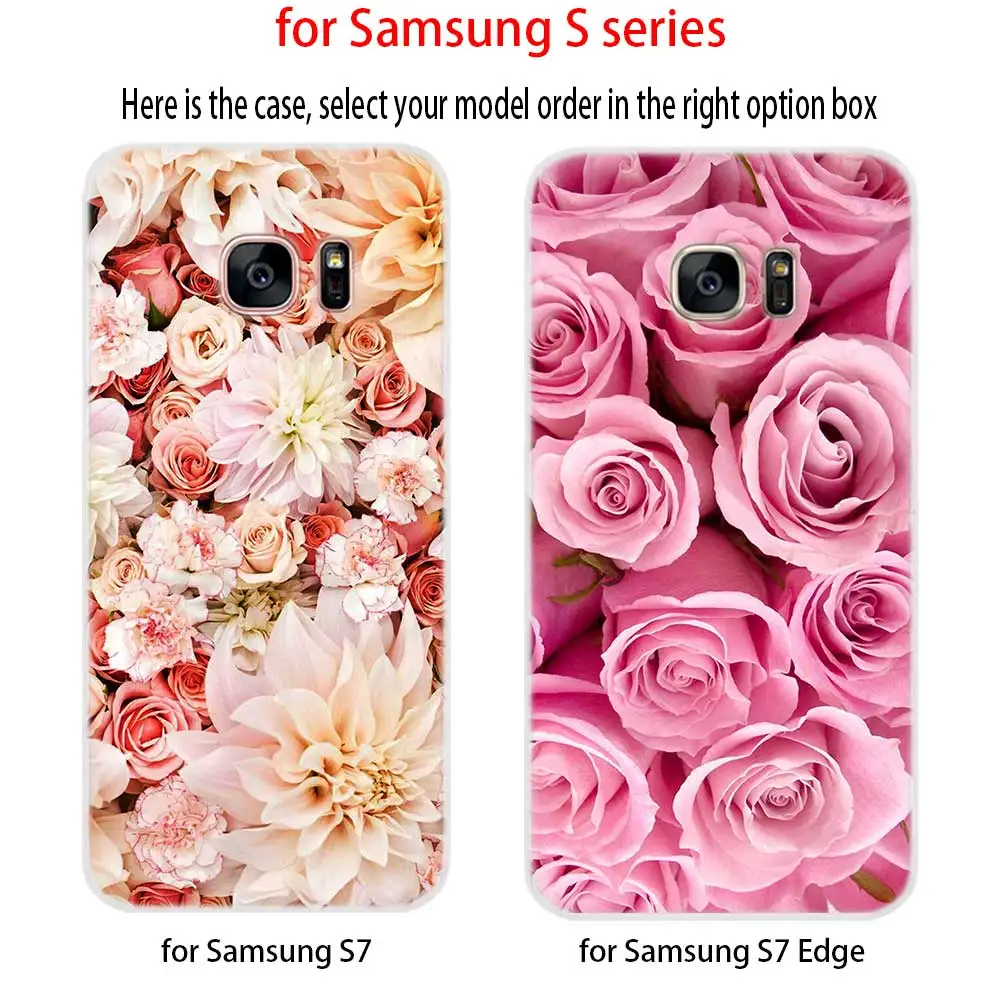 Мягкий силиконовый чехол из ТПУ с розовыми розами для Samsung Galaxy S7edge S8 S9 S10 S11 S20 S30 Plus