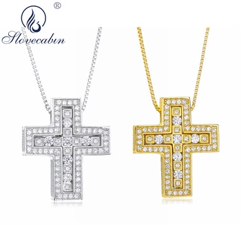 Slovecabin 100% 925 Sterling Silver Hawaiian Japan Cross Pendant & Necklace For Women Double Cross Pendant Necklace Jewelry