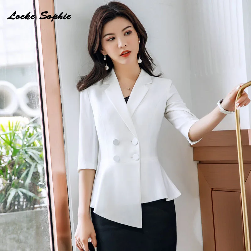 1pcs Women's Plus size Blazers coats 2019 Summer cotton Splicing SIrregular mall Suits jackets ladies Skinny Blazers Suits coats