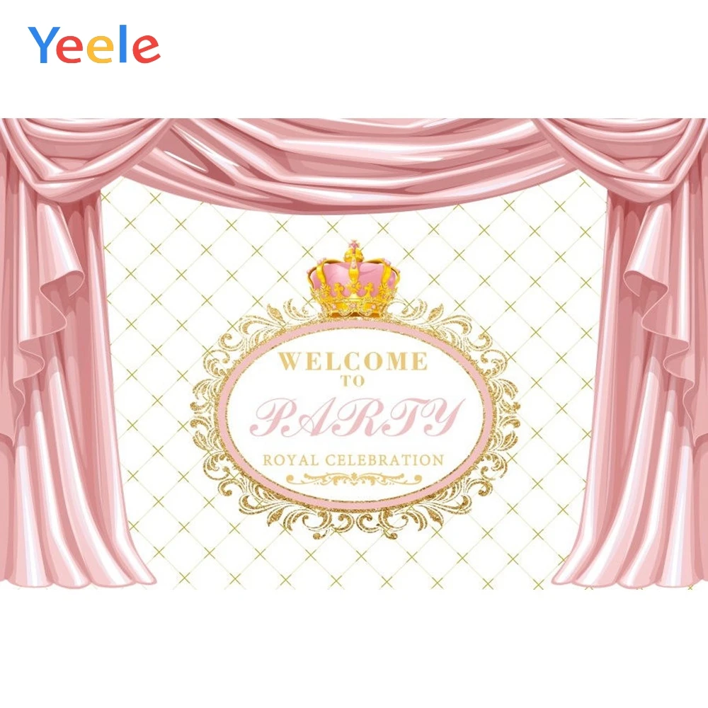

Yeele Vinyl Curtain Golden Crown Princess Birthday Party Photography Background Baby Girl Photographic Backdrop Photo Studio
