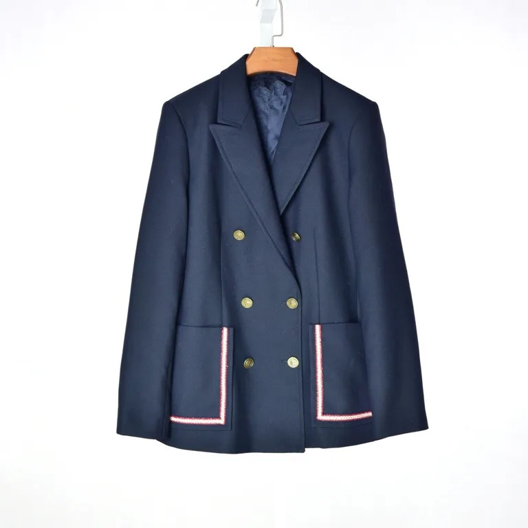 Women's high quality double-breasted pockets blazer coat New 2019 spring autumn casual women's blazer jackets A262