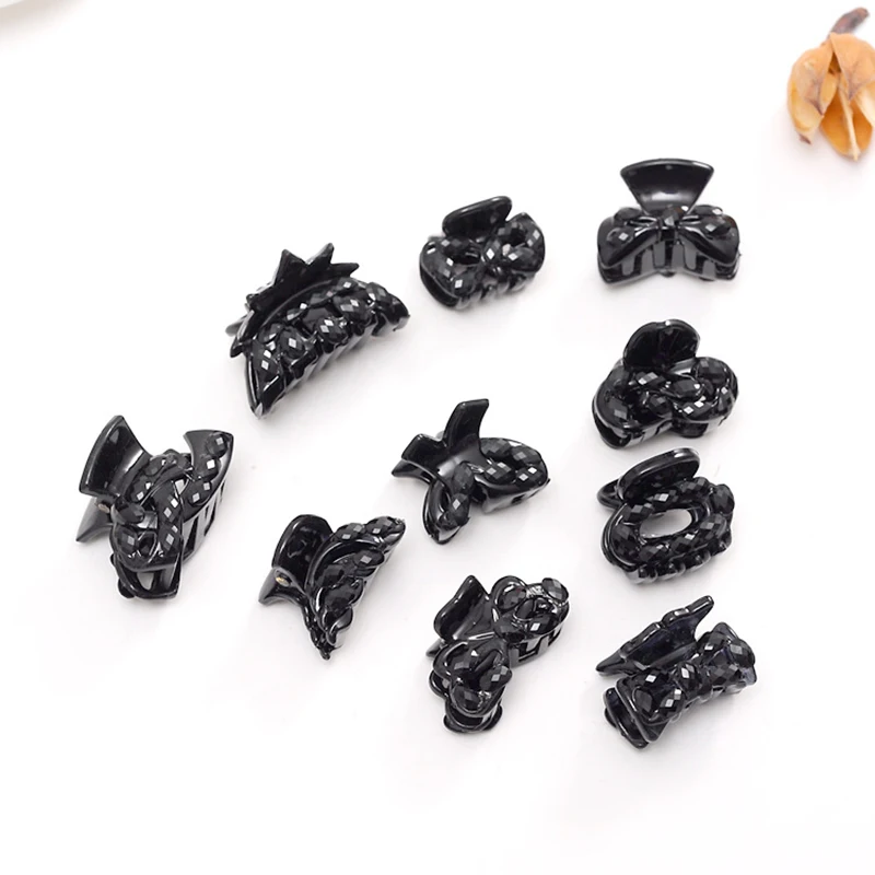 

10 Pcs/set Women's Small Black Plastic Hair Claws Fashion Beauty Salon Hair Styling Tools Hair Claws Hairpin Hair Clip